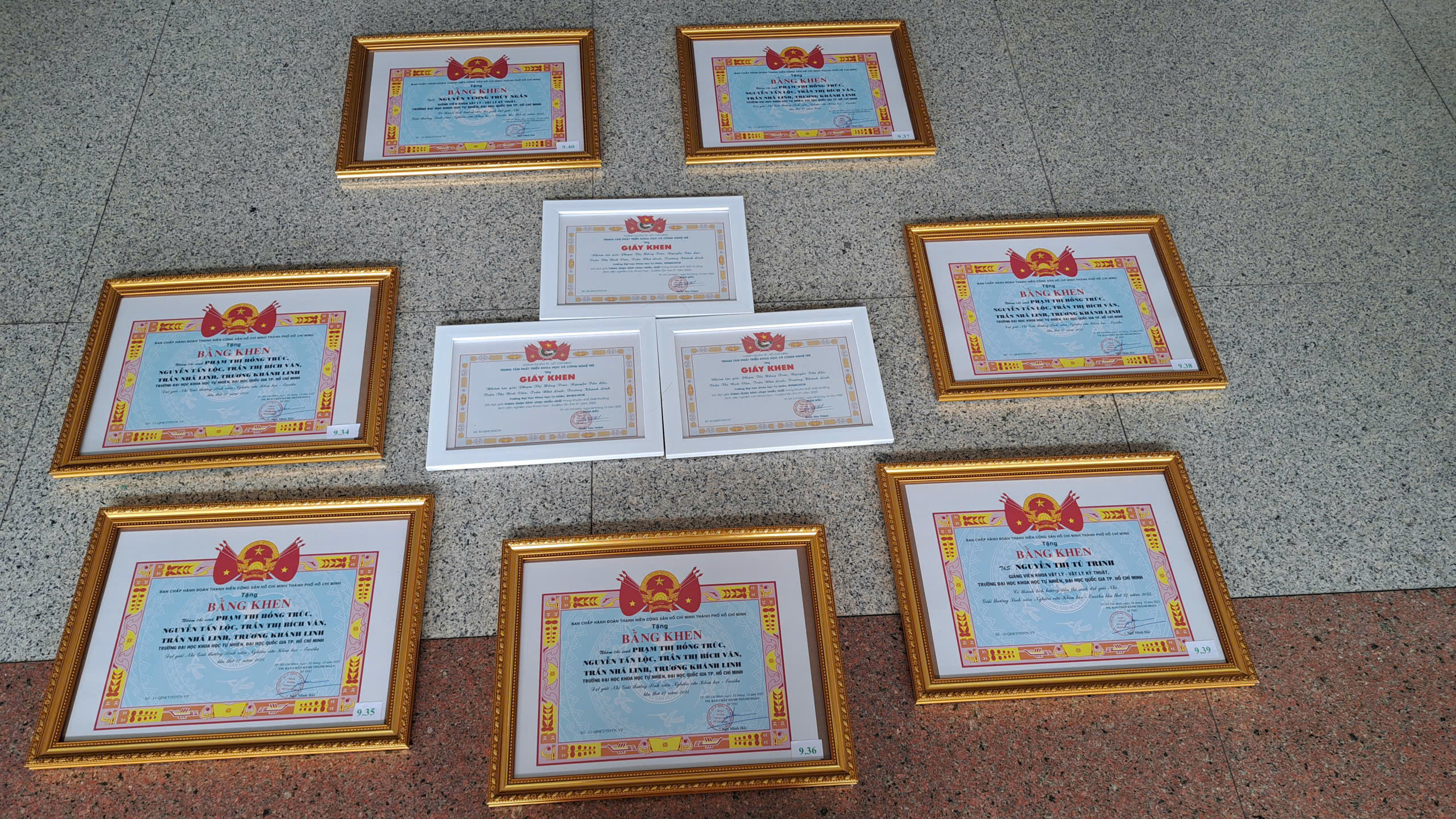 The certificates — recognition for the team and, by extension, the Faculty that made it possible.